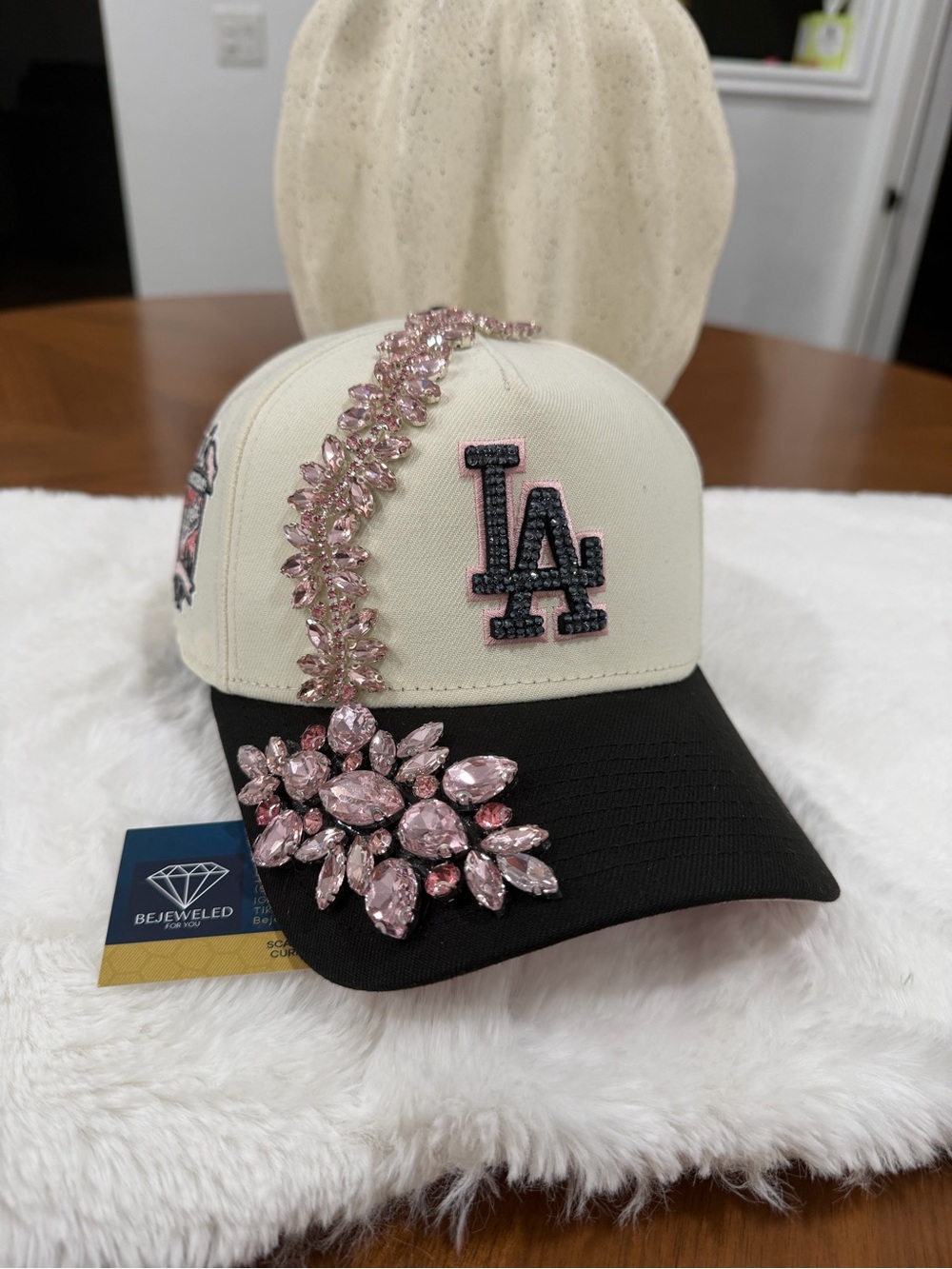 New Era LA Two-Tone Baseball Cap with Pink Crystal Embellishments